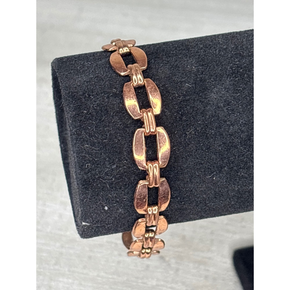 VTG Copper Oval Link Chain Bracelet Elegant Chic Boho Women's Jewelry Accessory‎